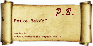 Petke Bekő névjegykártya